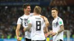 Toni Kroos celebrando el gol de Alemania.